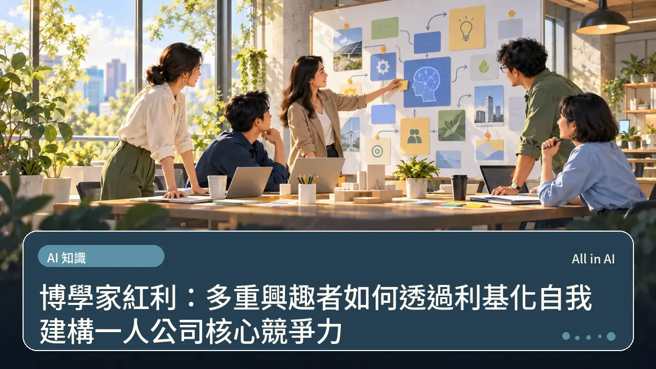 博學家紅利:多重興趣者如何透過利基化自我建構一人公司核心競爭力主題插畫